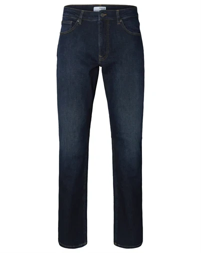 Selected - SLH196-Straight Cleo Flex Jeans - Dark Blue Denim